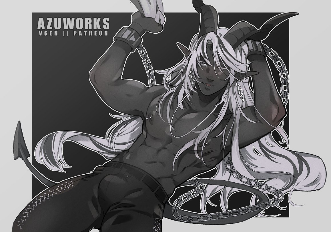 Doodle of my tiefling Journey again. 
kinda  wanna do a nsfw   YCH with him so I get to draw him more.....