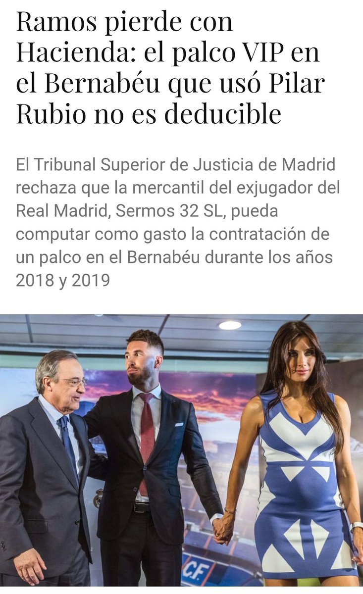 Hoy, Sergio Ramos ha sido multado por deducirse ilegalmente la contratación de un palco VIP del Bernabéu para pagar menos impuestos. Se había deducido irregularmente 50.000 euros.
