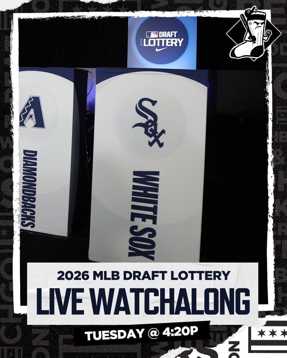 CHGO_WhiteSox's tweet photo. Join @Sean_W_Anderson at 4:20 on Tuesday for the LIVE WATCHALONG of the MLB Draft Lottery.
The Chicago White Sox have a 27.73% chance for the #1 pick in the 2026 MLB Draft.
The #1 slot would provide the largest team draft bonus pool for the entire draft. https://t.co/H2YawIxbsU