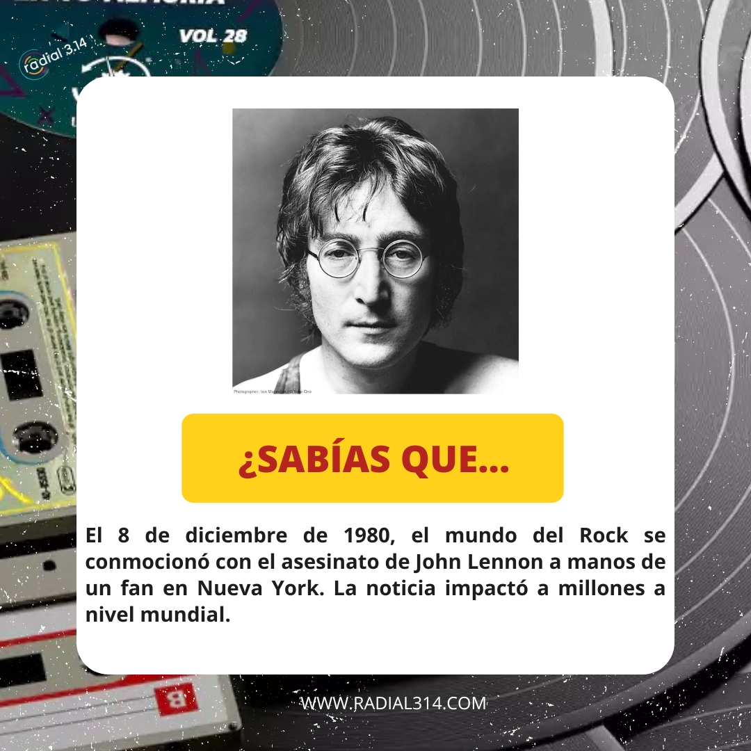 #UnDíaComoHoy pero de 1980, el mundo del Rock se conmocionó con el asesinato de John Lennon a manos de un fan en Nueva York. La noticia impactó a millones a nivel mundial.