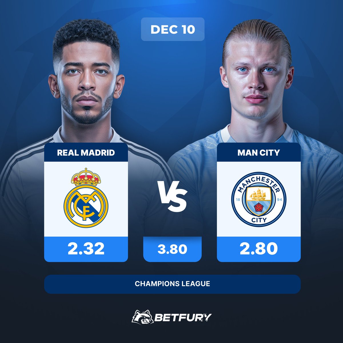 betfury_gaming's tweet photo. Hot match. Hot #giveaway❤️‍🔥 Win $10 Free Bet!

Guess the number of goals ➤ https://t.co/IUIMExcGOl
🤍 LIKE+RT 🦝 Add your username (one comment)

Do it by Dec 10, 20:00 UTC | 3 random users with correct answers will get $10 #FreeBet on Dec 11
#RealMadrid #ManCity https://t.co/lRluAHTHBd
