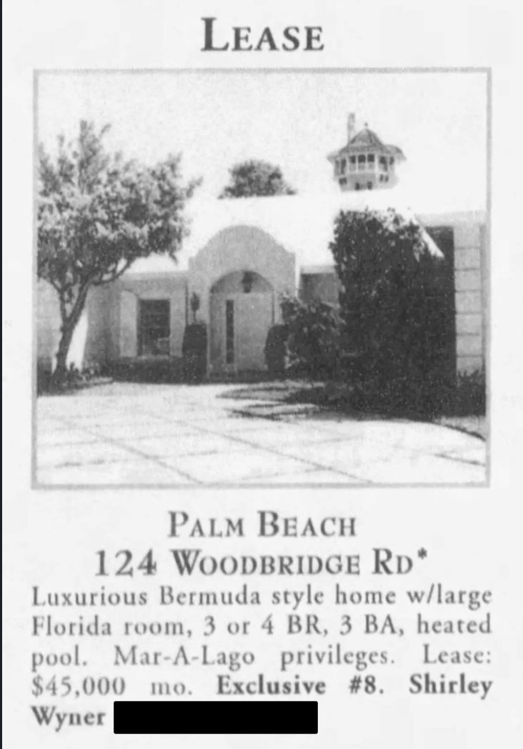 JustinElliott's tweet photo. But Trump’s two mortgages clearly exceed his own standard for “mortgage fraud.”

We found numerous rental listings for the properties.

The listing agent from the ‘90s told us in an interview: “They were rentals from the beginning.” “President Trump never lived there.” https://t.co/dhllvt9N0L