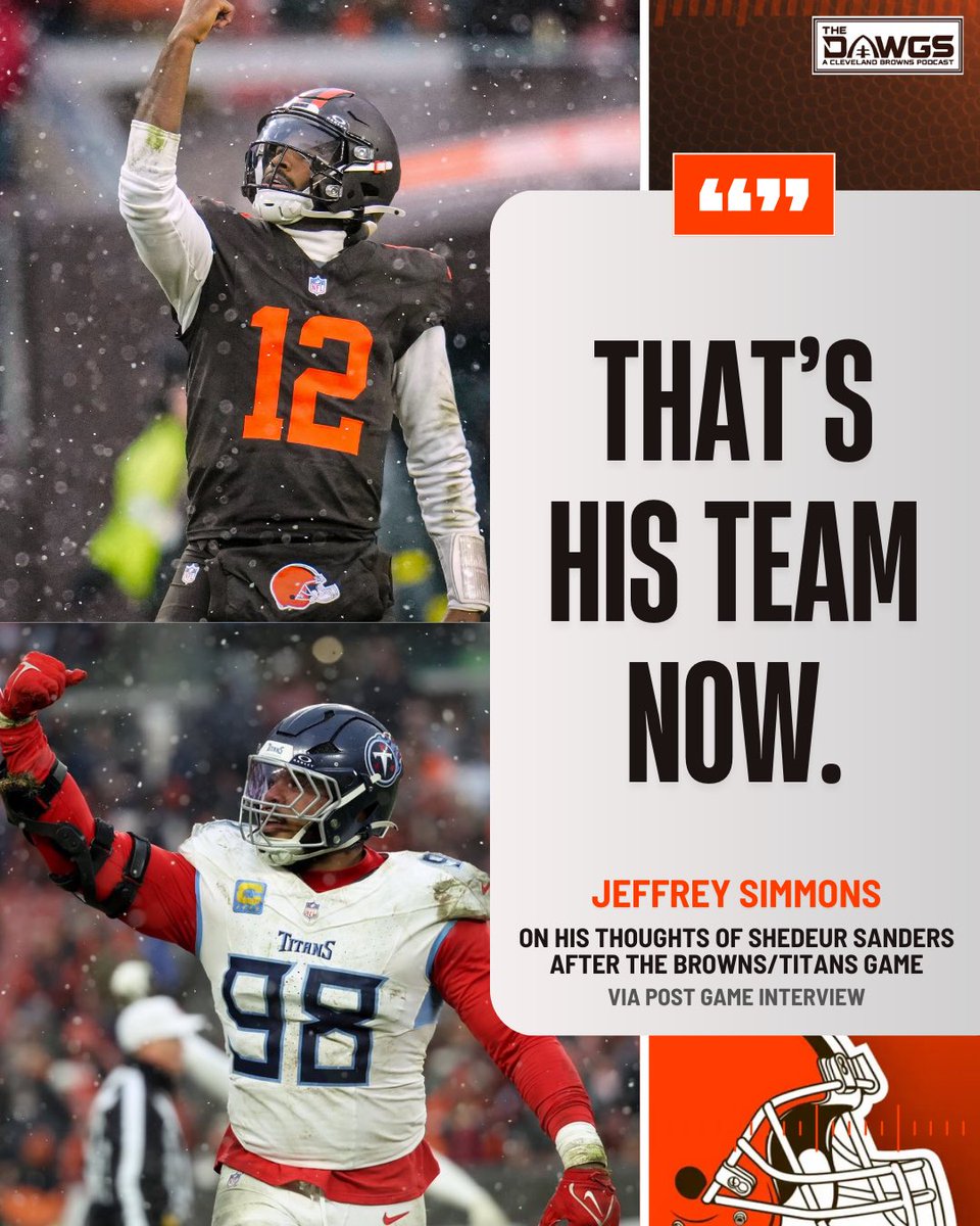 Titans DT Jeffrey Simmons had high praise for Shedeur Sanders following the game on Sunday. 
 
"That's his team now, he's gonna be a star in this league, already a star in this league."

Sanders became the first rookie to throw for 300+ yards this season, and it was only his