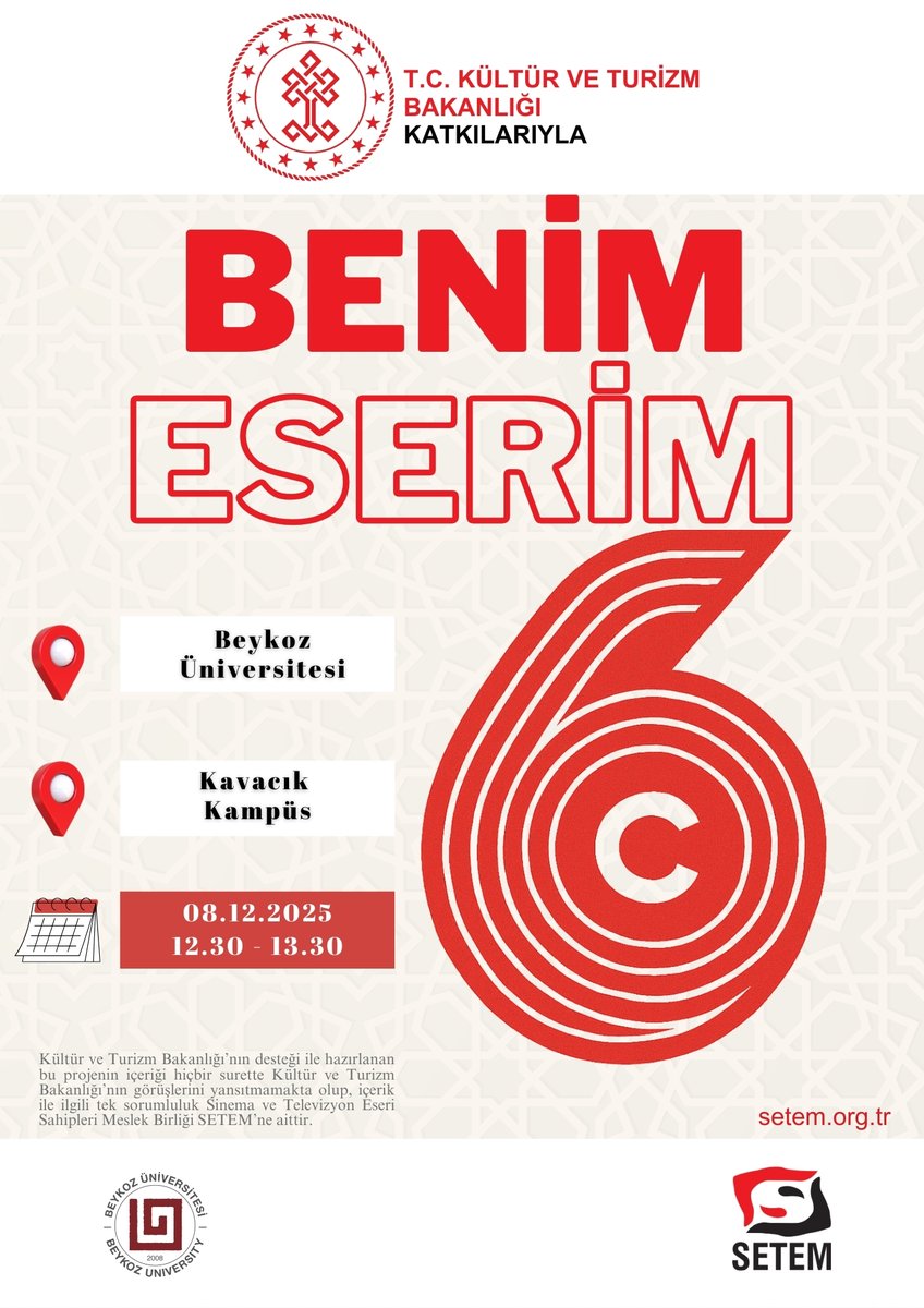 SETEM_M_B's tweet photo. Türkiye Cumhuriyeti Kültür ve Turizm Bakanlığı Telif Hakları Genel Müdürlüğü destekli Benim Eserim 6 Projesi kapsamında bugün Beykoz Üniversitesindeyiz.
@TCKulturTurizm https://t.co/Aj1OKVSwrA