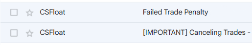 mrzaruba's tweet photo. @csfloatcom classic
"We will be canceling the sales on CSFloat and refunding the buyer – make sure to cancel any active trade offer!"
"You (seller) cancelled the trade offer too early, Fines totaling $2.35 have been levied against your account. If you have evidence and would like to dispute this fine please contact support."

They should fine users with fake autobuy not the seller, lmao