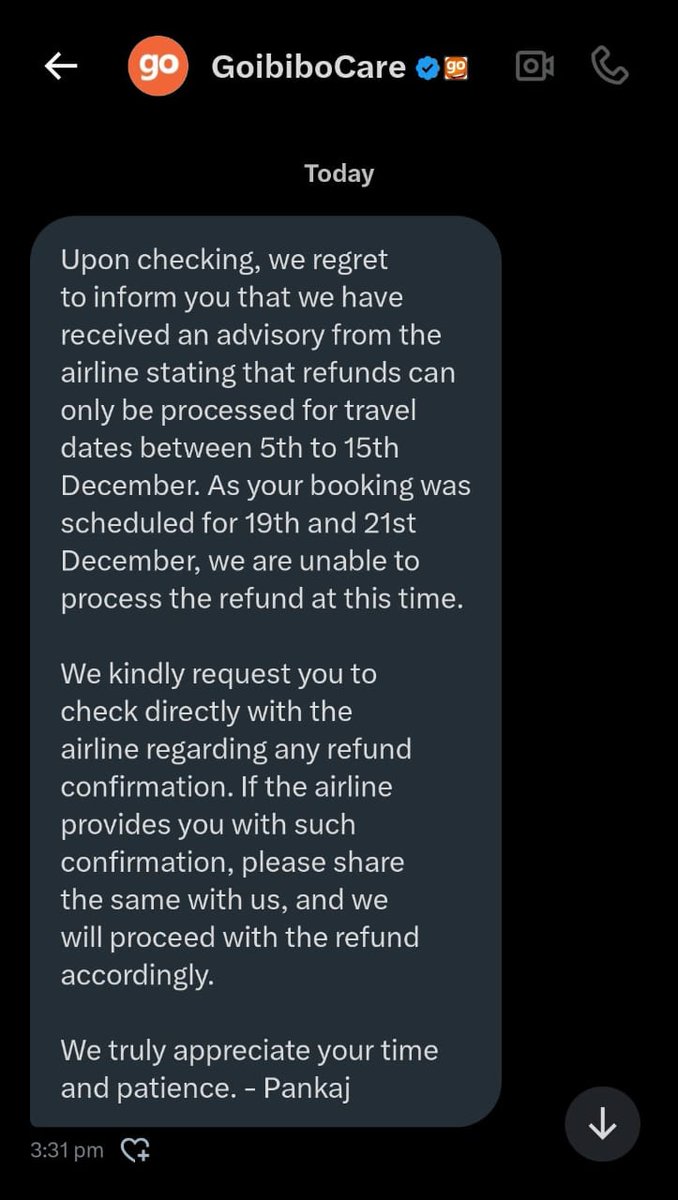 ssuresh2001's tweet photo. First resp fm Goibibo. No help, no resolution. Jst mkng cust run arnd. Who is hlding on to my mny? Why should we deal with the airline, when you are my bking agnt and charge a fee for your srvices? What if the bking is not confirmed after 15th? Who pays? Who is enjoying the float https://t.co/k1YcUdFIdG