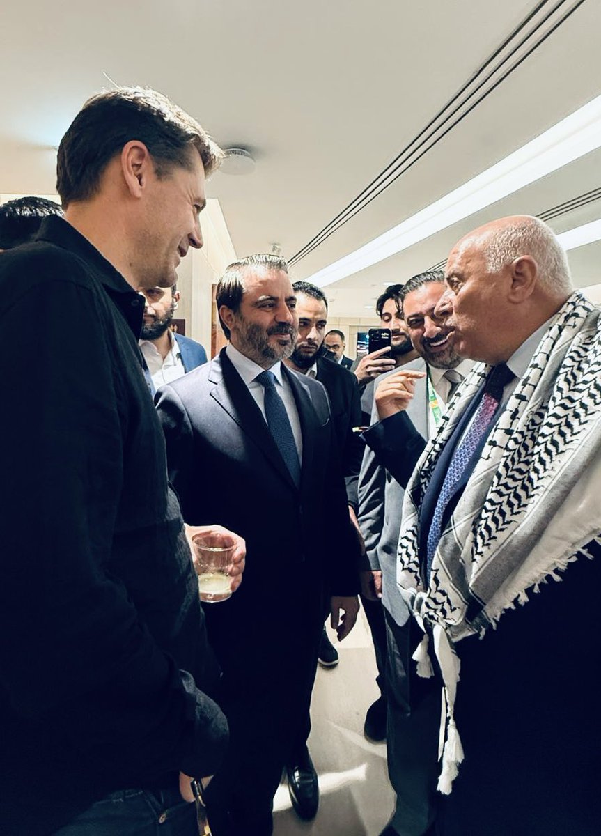 DanielGerlach1's tweet photo. Yesterday, Palestine and Syria settled 0:0 at the #ArabCup2025 , everyone happy, both teams qualified for the next round. The result was more predictable than Middle East politics, all agreed @NNaeem16 @RealEmanAyad @SawsanChebli @USAMBTurkiye @AsaadHShaibani @Jibril_Rajoub https://t.co/1bLxF6IFLA