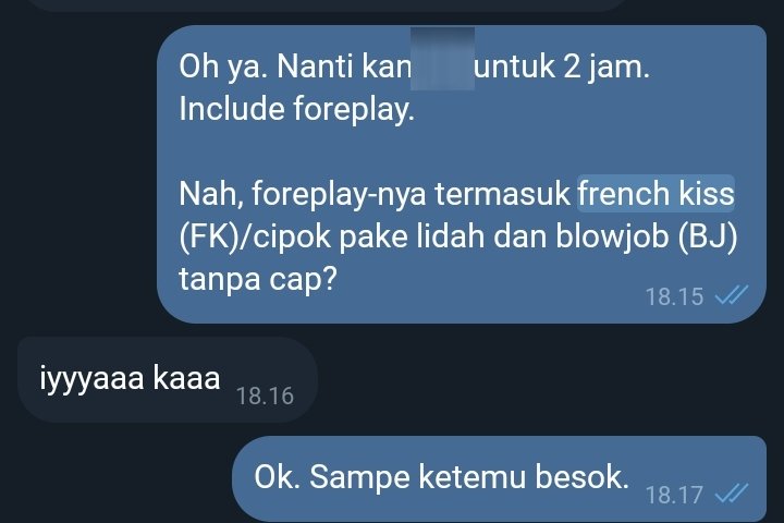 txtdrjktsphere's tweet photo. Angels, inilah SOP saya setiap chat sebelum 1st meet: nanya rinci apakah include FK dan BBJ. Gak perlu dianggap ribet dan gak perlu disepelekan dengan bilang, "Itu mah standard." Atau, "Yaelah, gitu doang mah gampang."

Ini adalah contoh chat saya dengan beberapa angels jujur. https://t.co/xdNggJcz51