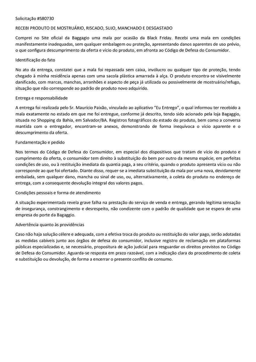 mylcedro's tweet photo. @usebagaggio Desrespeito, Vício no processo de venda @proconspoficial #blackfraude na #BlackFriday https://t.co/4E8eDp6wPd