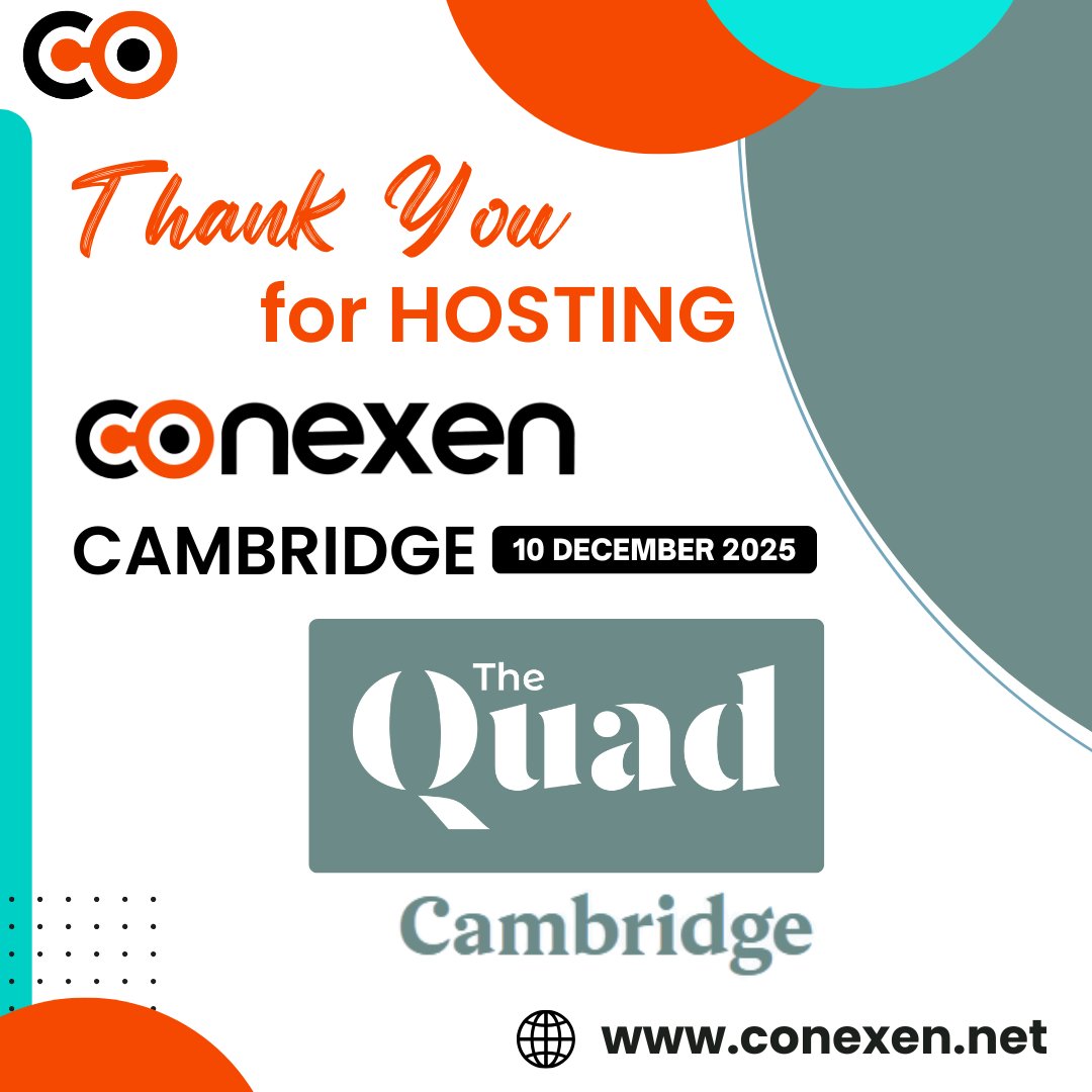Thank you, The Quad, for hosting our final CONEXEN Cambridge event of 2025 on 10th December! 🎉

Our Cambridge event sold out weeks ago, and we're incredibly grateful for the overwhelming response. We will see you next week at The Quad Cambridge!