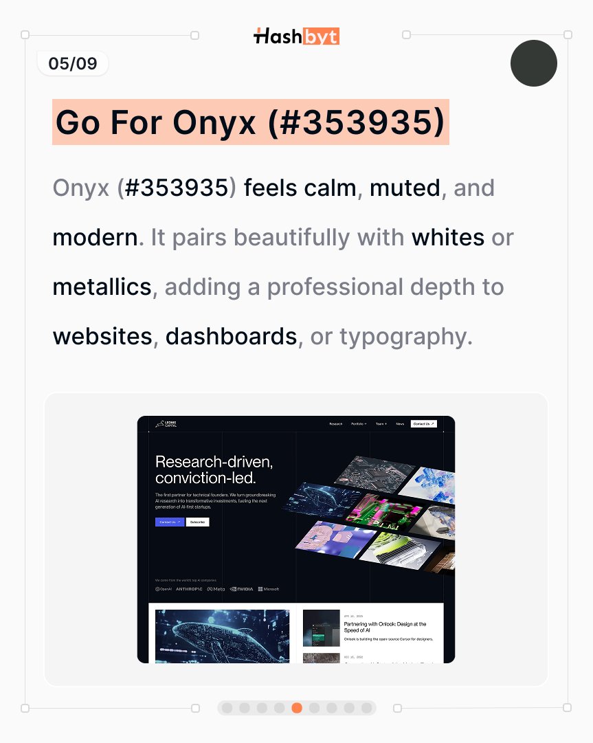hashbyt's tweet photo. Onyx (#353935)
 Calm, muted, modern.
 Great for dashboards &amp; typography.
 #InterfaceDesign #UIDetails https://t.co/bQiH9oTwJF