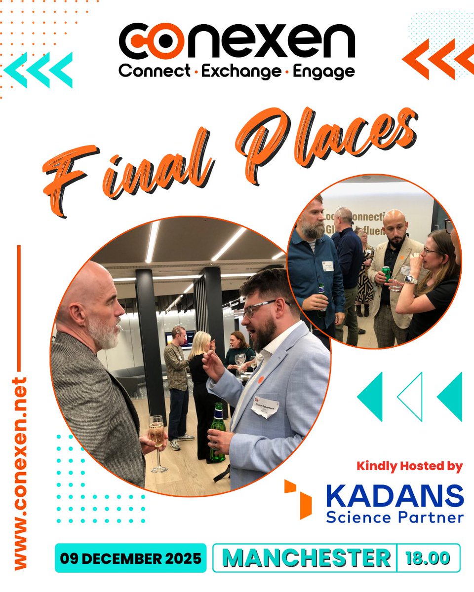 Manchester! Some ticket categories are now sold out, and only a few final places remain.

For those already registered: If your plans have changed and you can no longer attend, please email us at hello@conexen.net so we can offer your place to someone on our waiting list. 🙏