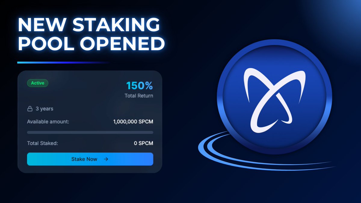 ⚡️ New staking pool is LIVE

A new 3-year $SPCM staking pool is now open, offering up to 150% discretionary utility rewards with 1,000,000 $SPCM available.

Stake now.