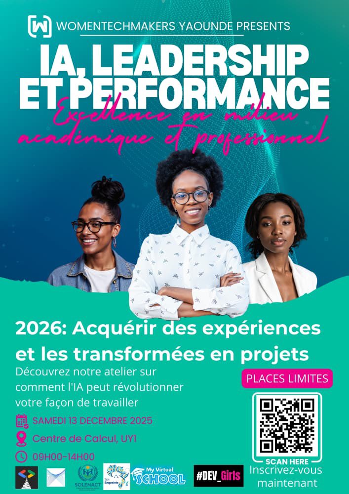✨ Son Empreinte est fière d’être partenaire de l’Atelier Privé #Womentechmaker Yaoundé !

📅 Samedi 13 décembre, 9h
📍 Centre de Calcul, UY1 – Yaoundé
🔗 Inscription : bit.ly/4rJTcaG

🤝 Heureux de soutenir cette belle dynamique avec Womentechmaker Yaoundé.