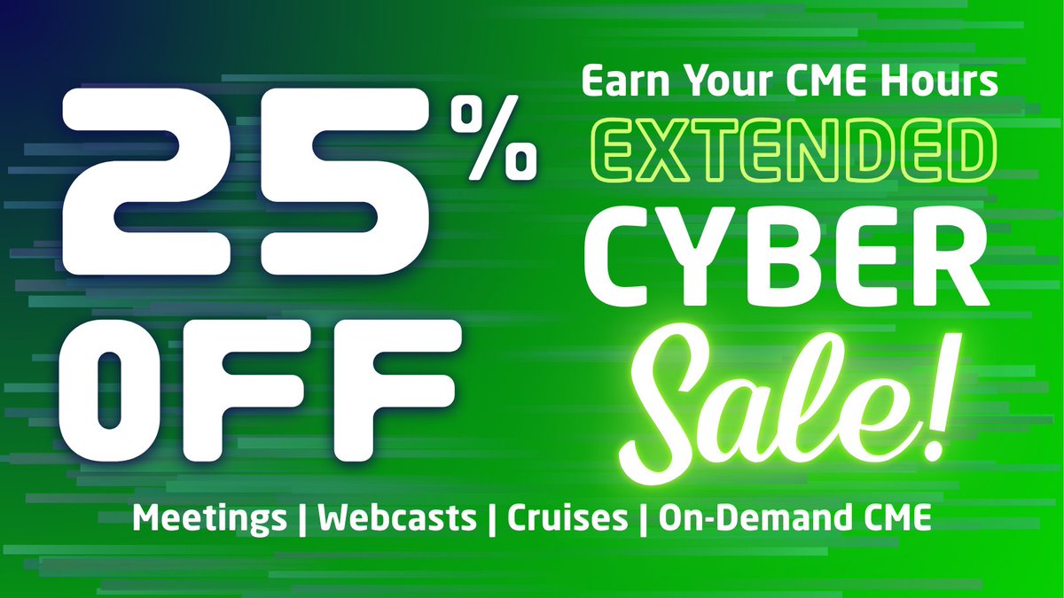 Edusymp's tweet image. The Extended Cyber Sale starts NOW
Save 25% on CME Meetings, Webcasts, Cruises, and On-Demand programs.
Use code EXT25
Ends Dec 9 at midnight
zurl.co/bS5kD
 
#CME #RadiologyCME #MedicalEducation #DocMedEd