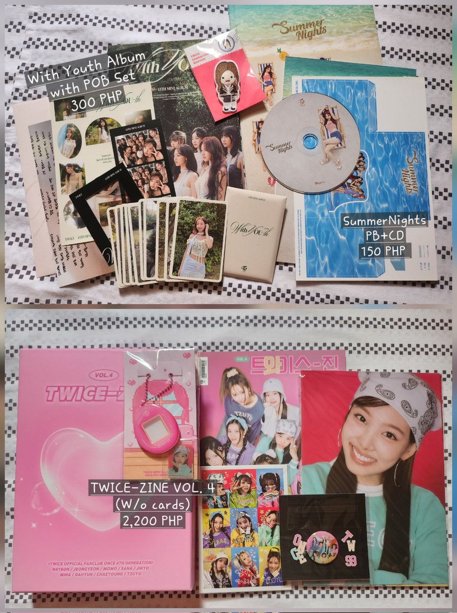_mochinepeach's tweet photo. WTS | LFB | PH 💕
 ╰ sparks twice photocards stuffs✨️ 

☆ ONHAND See photos for prices
╰ PAYO/2-week res.
╰ J&amp;T, GGX, SDD (Cavite)
╰ Negotiable + discount if bulk

🍭#twice #트와이스 #nayeon #jeongyeon #momo #sana #jihyo #mina #dahyun #chaeyoung #tzuyu @JYPETWICE https://t.co/OiPe36imxH