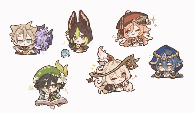 6人+1匹全員描いた〜