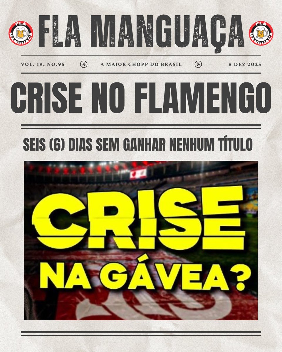 Crise na Gávea.

#Flamengo 
#ClubeDeRegatasDoFlamengo #CRF 
#FlaManguaça 
#MaiorChoppDoBrasil 
#EmbriagadosPeloMengão #Desde1995