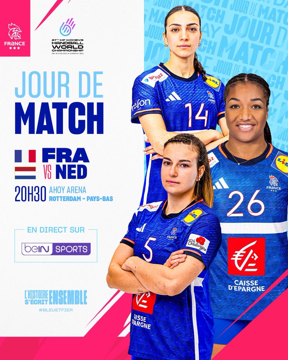 La der du tour principal pour <a href="/FRAHandball/">Equipes de France de Handball</a> vs 🇳🇱 seulement <a href="/beinsports_FR/">beIN SPORTS</a> . Dès 19.45 <a href="/MaryPatrux/">Mary Patrux</a> <a href="/CleoDarleux/">Cléopatre darleux</a> et Siraba. Match à 20.30 <a href="/ameliegoudjo/">Amélie Goudjo ✨</a> 🔥🔥🔥🔥