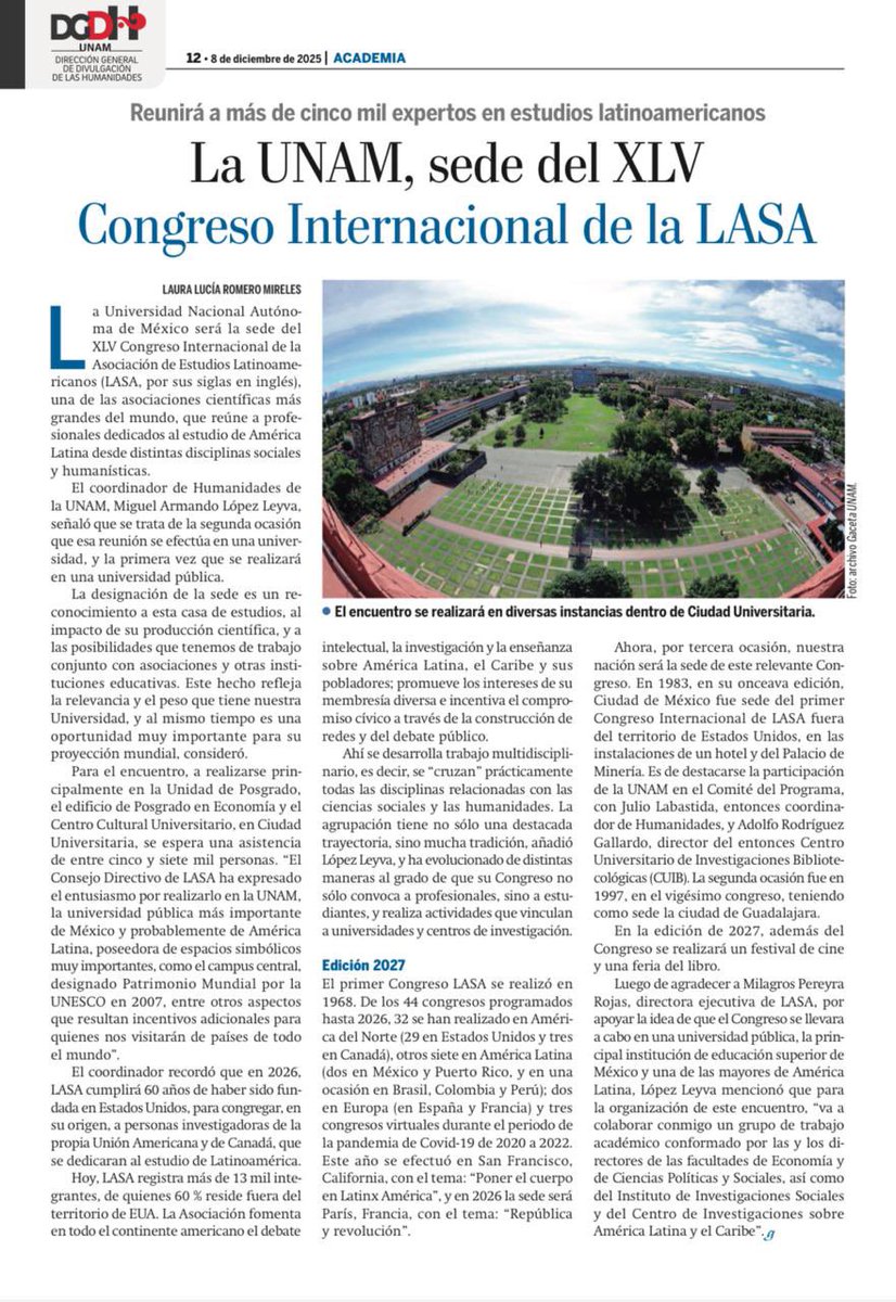 2027, LASA en la UNAM.
