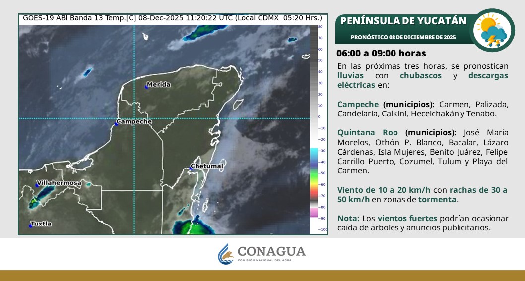esprimeramx's tweet image. #AlertaMeteorológica🌧️🇲🇽

El frente frío número 19 generará lluvias puntuales intensas (75 a 150 mm) en zonas de Puebla, Veracruz, Oaxaca, Chiapas y Tabasco, además de lluvias fuertes en el oriente y sureste del país. Se espera un evento de "Norte" con rachas de viento de 80 a