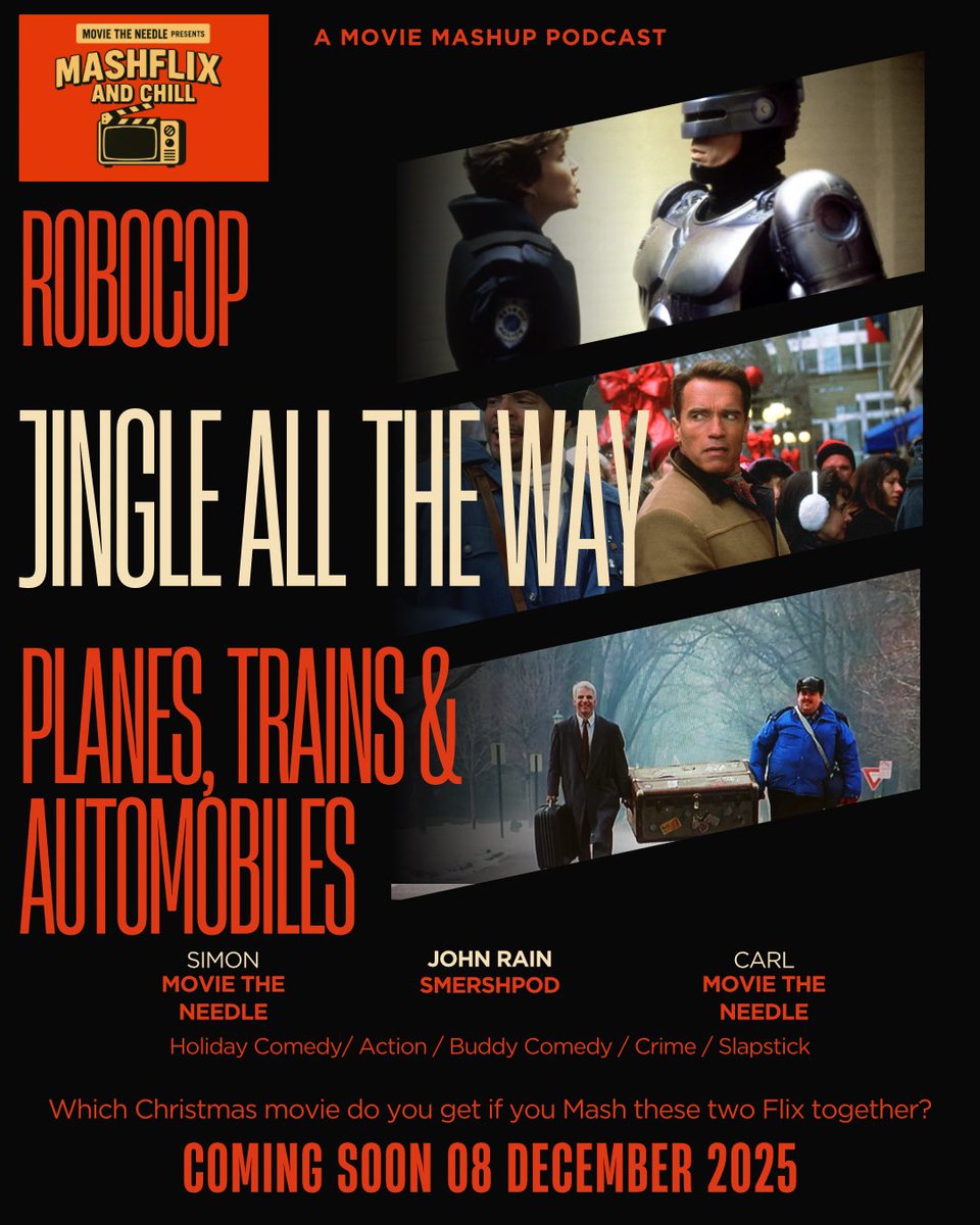 Today sees the release of Mashflix and Chill ep5, listen to John Rain from <a href="/SMERSHPOD/">Smersh Pod</a> talk to 2 idiots about a Christmas mashup.
Does Planes, Trains and Automobiles mashed with Robocop get you Jingle All The Way?

Listen here
🟢 tinyurl.com/5n6sfpe6
🍎 tinyurl.com/mr478udt