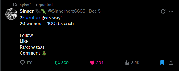 ZylgonRayZenX's tweet photo. @Sinnerhere6666 Done! Good luck to everyone!
Hopefully I'll be winning this giveaway.

@SLRXX5 
@illyscrearm 
@websurferlordt 
@PlayzFredo 
@ItsBlueRobloxia 
@SlipshotGame 
@Ar1cane 
@Ripbacondie https://t.co/e0FXK163zq
