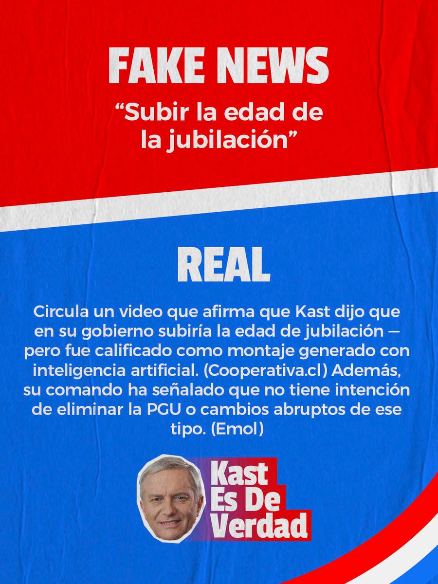 agustinromerole's tweet photo. La izquierda está tirando cualquier cosa para meter miedo: que @joseantoniokast va a eliminar la PGU, derogar las 40 horas, subir la edad de jubilación o borrar la indemnización por años de servicio. Puros montajes  #KastEsDeVerdad https://t.co/utQgiGKBZ5