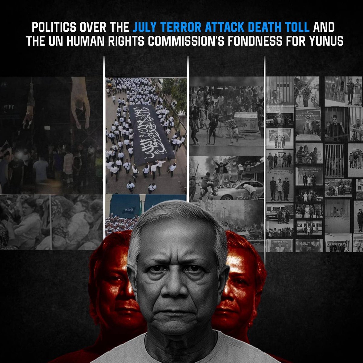 albd1971's tweet photo. The @UNHumanRights report on the July–August 2024 violence is not just flawed — it’s dangerously one-sided.

*⃣ Media censorship amplified only the anti-AL sections 
*⃣ The “1,400 deaths” figure doesn’t match their own calculations
*⃣ Duplicate names, unrelated deaths, even living people included in the “martyr list”
*⃣ Only 130 autopsies examined — yet they blamed state forces for most killings
*⃣ 450+ police stations came under militant attack, but Awami League was blamed
*⃣ 111 unidentified bodies buried without investigation — no DNA tests, no answers
*⃣ Militant groups like Lashkar-e-Taiba & Jamaat-ud-Dawa openly claimed involvement

When facts are bent to fit politics, truth becomes the first casualty.
👉 https://t.co/DkwxdjoIZW
#BangladeshCrisis #SaveBangladesh #HumanRights #UnitedNations #YunusRegime #YunusMustGo