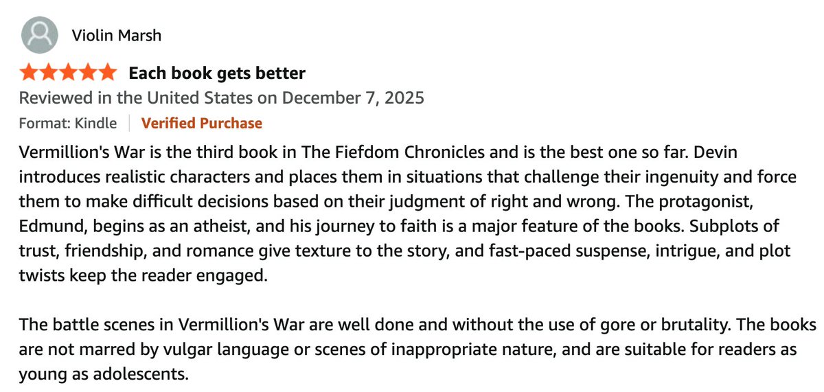 devinsrose's tweet image. New 5-star review of Book #3 of The Fiefdom Chronicles!