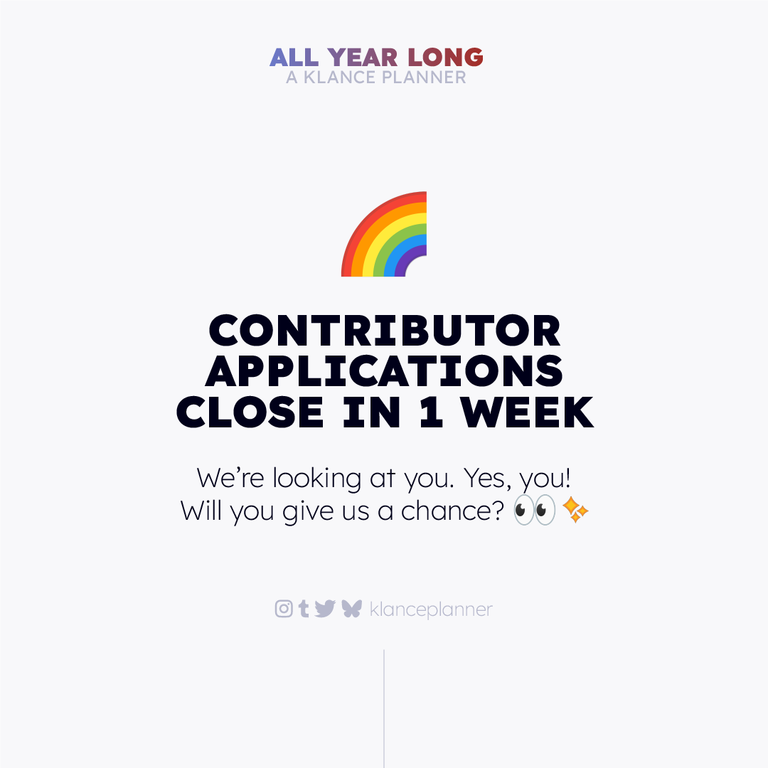 klanceplanner's tweet image. 🌈 1 WEEK LEFT TO APPLY

Time's starting to run out! Come on, we promise we don't bite, send in those applications 😘 
Link in bio!

Will you apply? Answer the poll below ❤️

@AllFandomEvents @ZineTown #klance #klancezine #keithkogane #lancemcclain #vld #voltron #klanceplanner