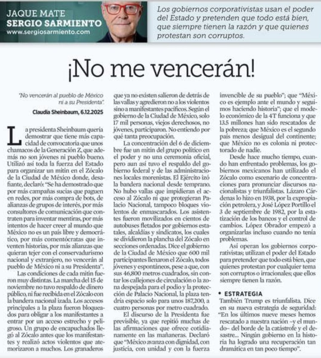 acastilloDC's tweet image. Sheinbaum presume un “pueblo invencible”, pero sólo logra convocarlo cuando activa toda la maquinaria del Estado: camiones, sindicatos, nóminas y banderas izadas por el Ejército. @SergioSarmiento