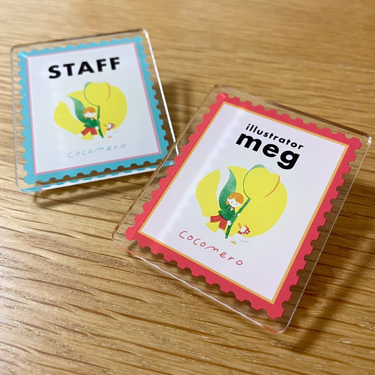 いつか作りたいと考えていた本人の目印のバッジ？をクリマに合わせて作ってみました！思っていたより鮮やかな仕上がり✨