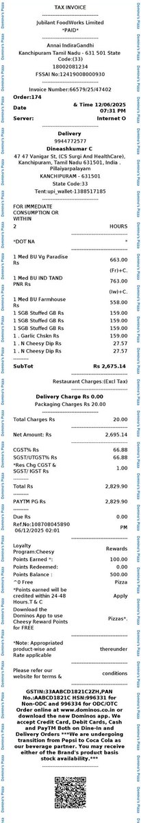 C_DineashKumar's tweet photo. @dominos_india @dominos  one of the item was missing due to non availability of the same in the store . but no refunds were initiated till now . Issue had been raised but no response from dominos https://t.co/FqEEgyqhZ6