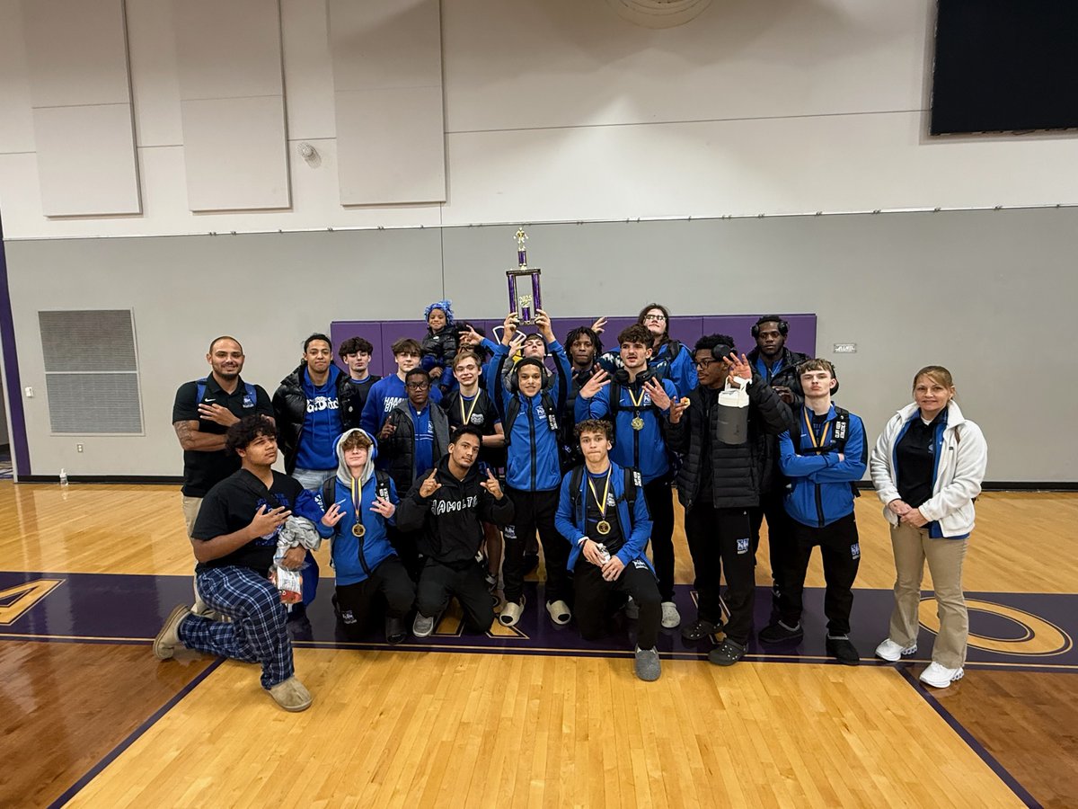 HHSBigBlueAD's tweet photo. Congratulations to our Boys Wrestling team on capturing the championship this weekend at the Dayton Christian Pool Tournament. https://t.co/EOzKo9xTGR