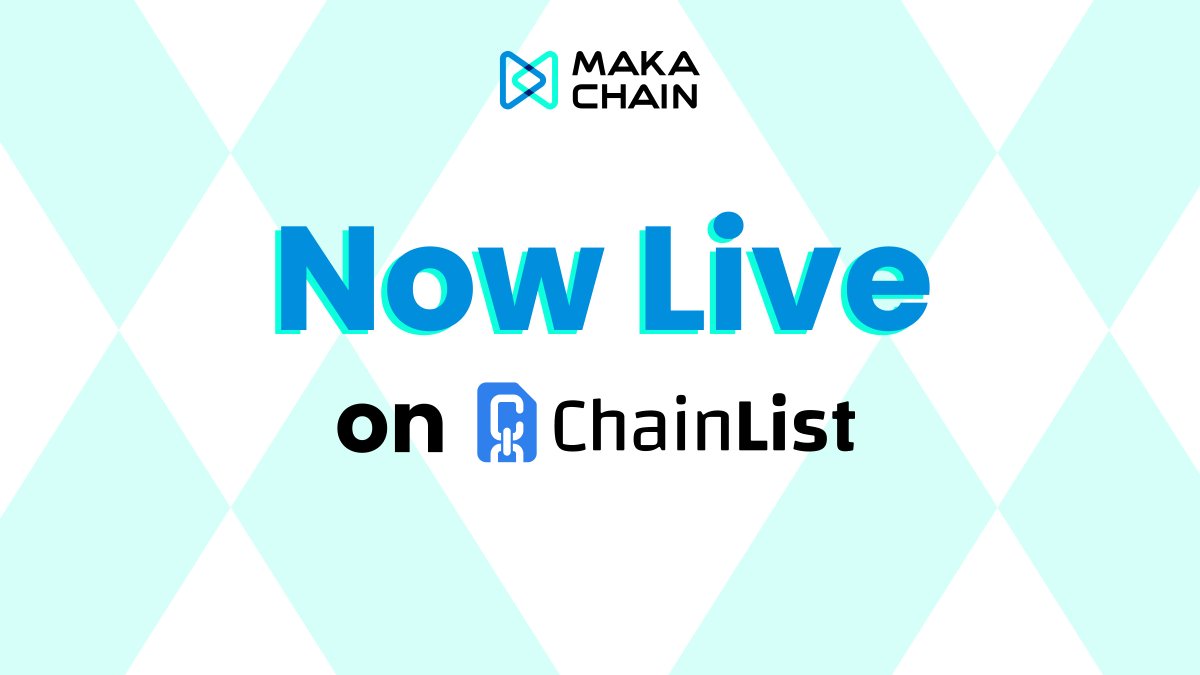 MakaChain is now live on <a href="/chainlist_team/">ChainList</a>, the platform that helps users easily connect their wallets to EVM-compatible networks.

Discover more now!
chainlist.org/?search=Makach…