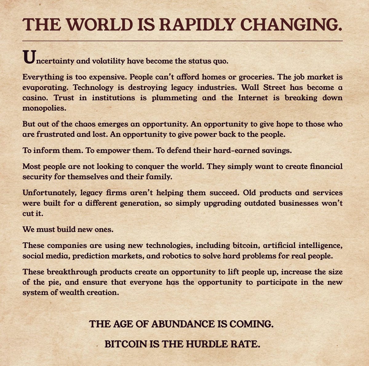 The age of abundance is coming and bitcoin is the hurdle rate. This  fundamental belief is the foundation for ProCap Financial $BRR. We just  launched our new website: https://t.co/80cudLeRWl