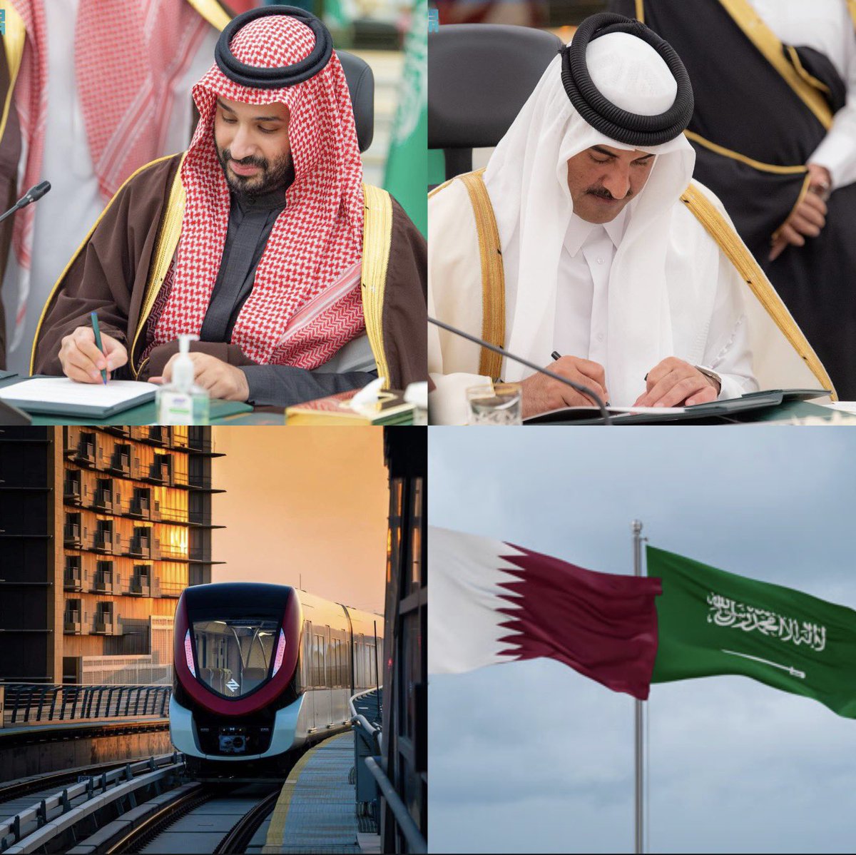 🚨🚨🚨🚨🚨 عـاجـل — رسميًا 🚨🚨🚨🚨🚨

سمو سيدي ولي العهد وسمو الشيخ تميم بن حمد يوقعون 
اتفاقية لـربط الرياض بـالدوحة بـالقطار السريع 🚄🇸🇦🇶🇦

تفاصيل مشروع القطار الكهربائي السريع 😱💚:

• تتجاوز سرعة القطار بين الرياض والدوحة 300 كيلومتر في الساعة

• يختصر القطار مدة الرحلة