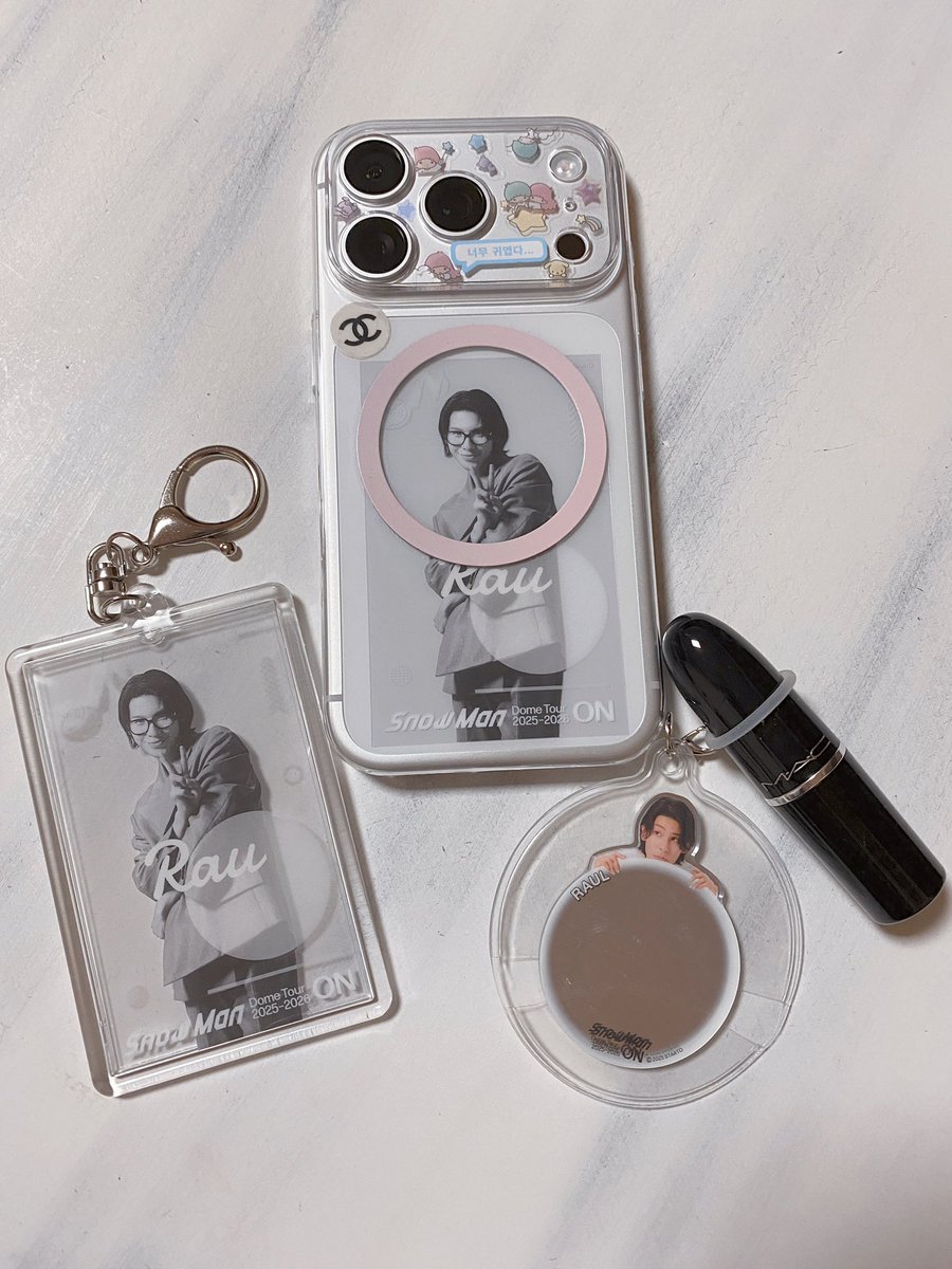 【新品】 Man　ON　アクスタ　ミラーステッカー　クリアステッカー ミラーステッカーをめじるしアクセサリーにしてみた。スマホグリップも