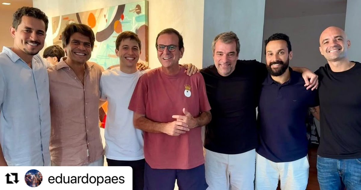 #Repost <a href="/eduardopaes/">Eduardo Paes</a>
・・・
Timaço! Pra mudar o Rio!

<a href="/pedropaulo/">Pedro Paulo</a> , Salvino Oliveira, Flavio Valle, Didi Vaz, <a href="/Guischleder/">Guilherme Schleder</a> e <a href="/MarcioRibeiro70/">Vereador Marcio Ribeiro</a>