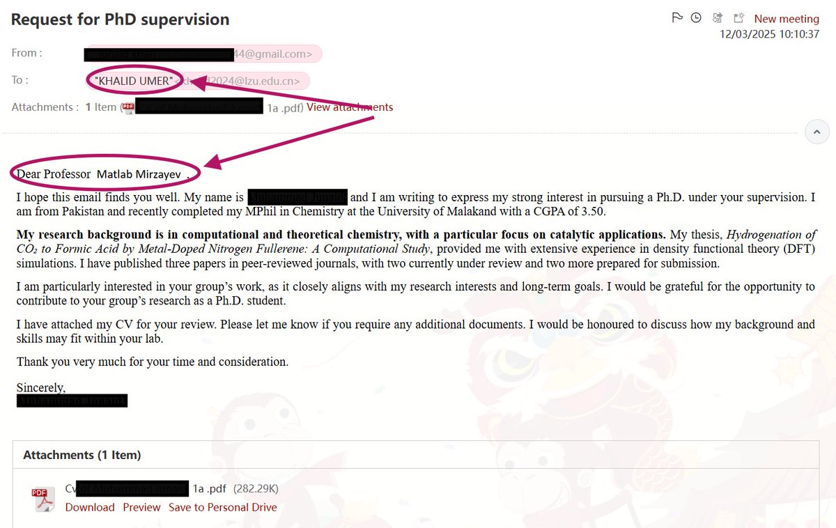 umerchemist1's tweet image. Many good students miss fully funded opportunities due to avoidable mistakes especially identical emails with no research alignment and without changing names. With better guidance and professionalism, their chances can improve.

#PhDOpportunities #ResearchCulture #AcademicGrowth