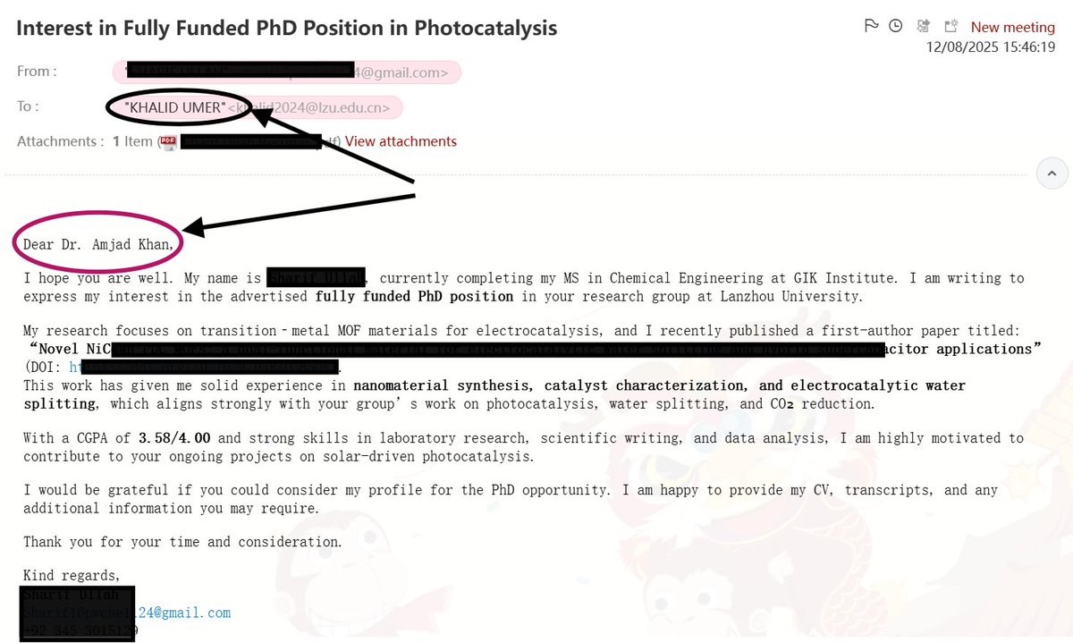 umerchemist1's tweet image. Many good students miss fully funded opportunities due to avoidable mistakes especially identical emails with no research alignment and without changing names. With better guidance and professionalism, their chances can improve.

#PhDOpportunities #ResearchCulture #AcademicGrowth