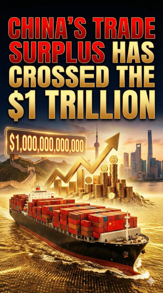 Suniljoshi548's tweet photo. China’s trade surplus has reached over $1 trillion for the first time. Even though exports to the U.S. fell sharply in November, Chinese businesses boosted sales in Europe, Southeast Asia, and other regions.
#ChinaEconomy #TradeNews #GlobalMarkets #Finance #BusinessNews #Trending https://t.co/THCOh8nhND
