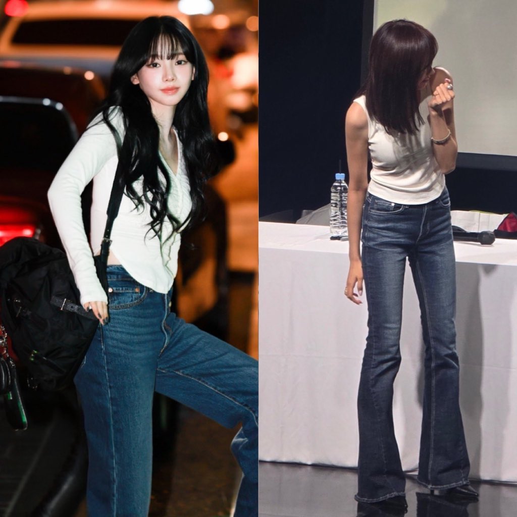 kariblueu's tweet photo. หุ่นพวกชีเริ่ดนะ ขายาวกันทั้งคู่ วันนั้นพี่น่าใส่ levi’s ส่วนจีเซลใส่ synerjyn แบรนด์เกาที่ไอดอลใส่กันเยอะมาก https://t.co/qroSYWUKcd