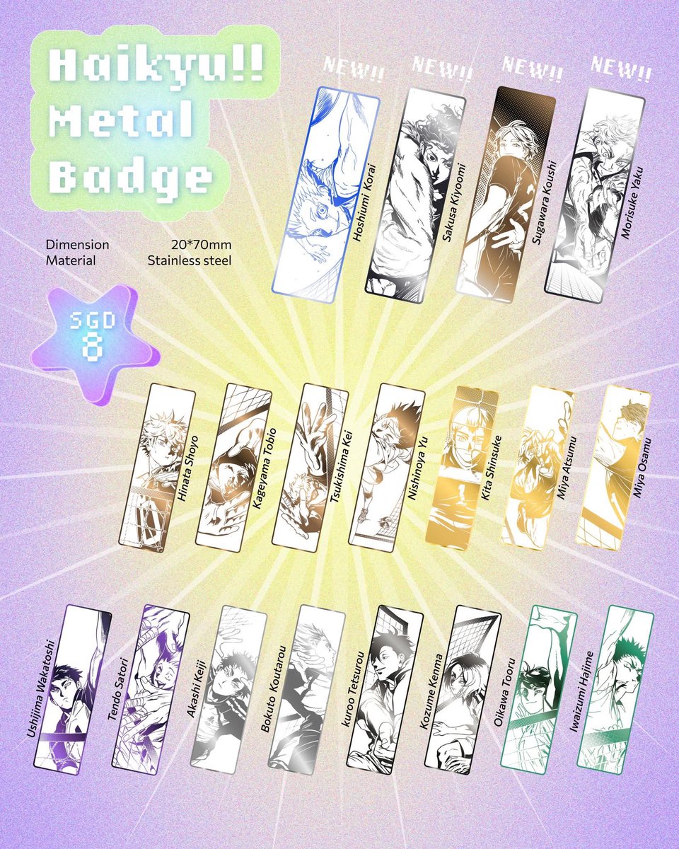 jugonkaisha's tweet photo. We are bringing Haikyu riso poster &amp; metal badges.. New series of Slam Dunk metal badges and a Sakuragi Hanamichi Fanbook presented by @rivered_v  

Our booth is located at A61! See u guys soon 🧚 https://t.co/4gH75YYUR9