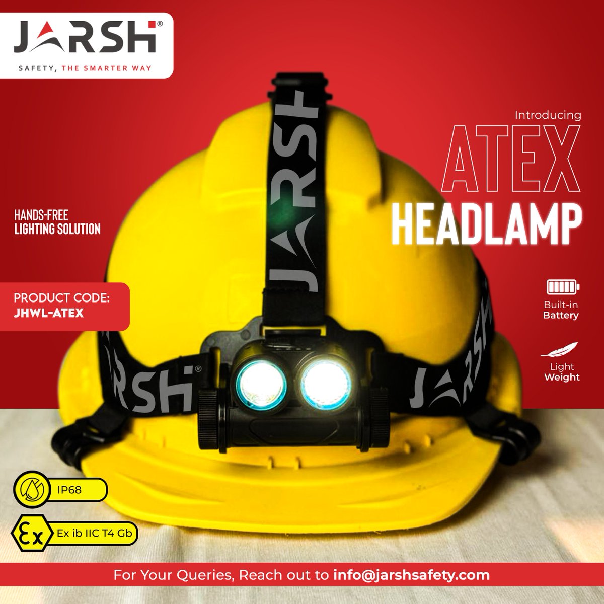 JarshSafety's tweet photo. Explosion-proof, waterproof, and hands-free! Jarsh ATEX Headlamp (JHWL-ATEX) with Built-in Battery. Light up safety.

Code: JHWL-ATEX

#ExplosiveEnvironment #SafetyTech https://t.co/O7wZZlzxL2