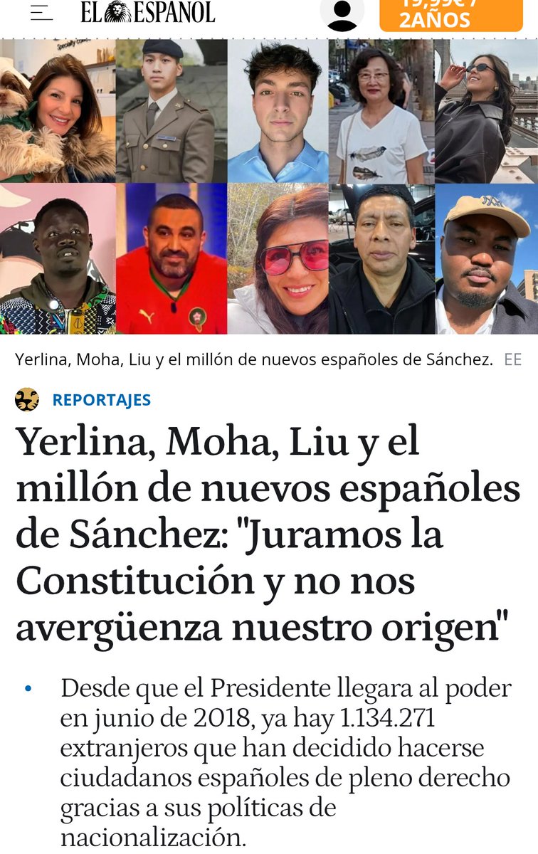 La nacionalización de millones de inmigrantes, e incluso de millones de extranjeros que ni siquiera vivían en España mediante la ley de «memoria democrática», supone la total subversión de la democracia.