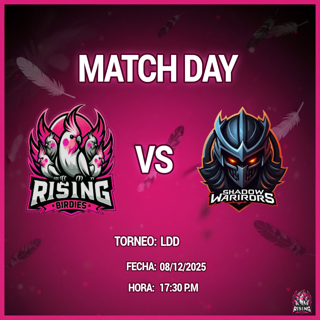 Partido importante de cuartos de final contra un rival mas que difícil, los chicos de <a href="/SW_Resistance/">shadowwarriorsdynasty</a>. Aunque haya bastante diferencia de ELO las chicas van a luchar con todo para un pase a semifinales, nos vemos esta tarde! #GoBirdies #GoRGB