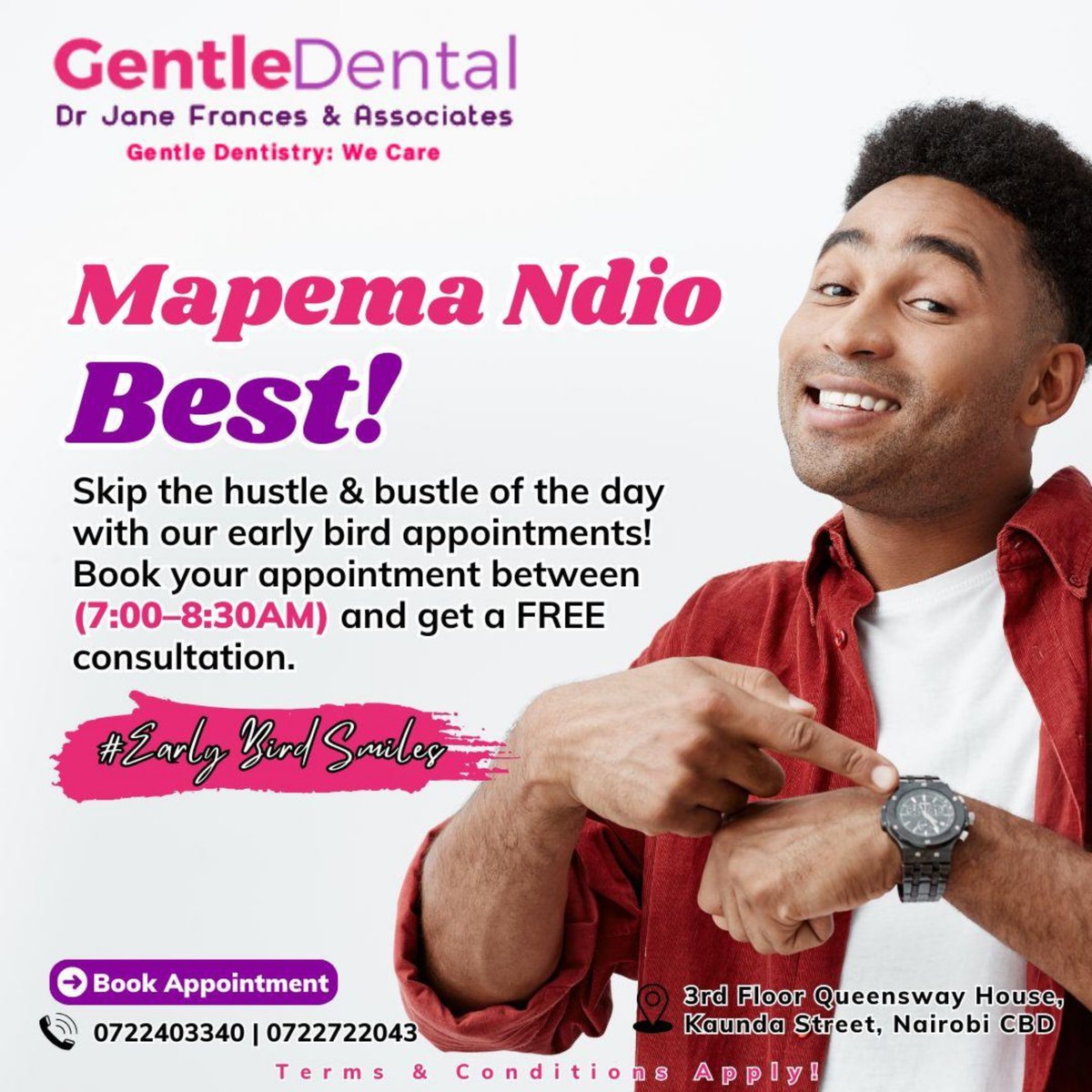 GDentalAfrica's tweet image. Make your December count. 😁

📞 Call/WhatsApp: 0722403340 / 0722722043
📍 3rd Floor, Queensway House, Kaunda Street – Nairobi CBD

#DecemberOffers #GDFestiveDiscounts
#gentledentalnairobi #KidsDentistNairobi #dentalfillingsinnairobi #bracesinnairobi #bracesjourney