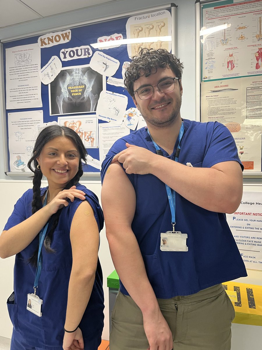 lindsbenj's tweet photo. 💉❤️ *Couple goals with a side of flu protection!* 
Huge shout out to this resident doctor power duo.  Not only are celebrating their 5th anniversary at whilst at work on a long day shift but also rolled up their sleeves for their flu vaccination. Our amazing #imperialpeople https://t.co/tvYQhhTBNr